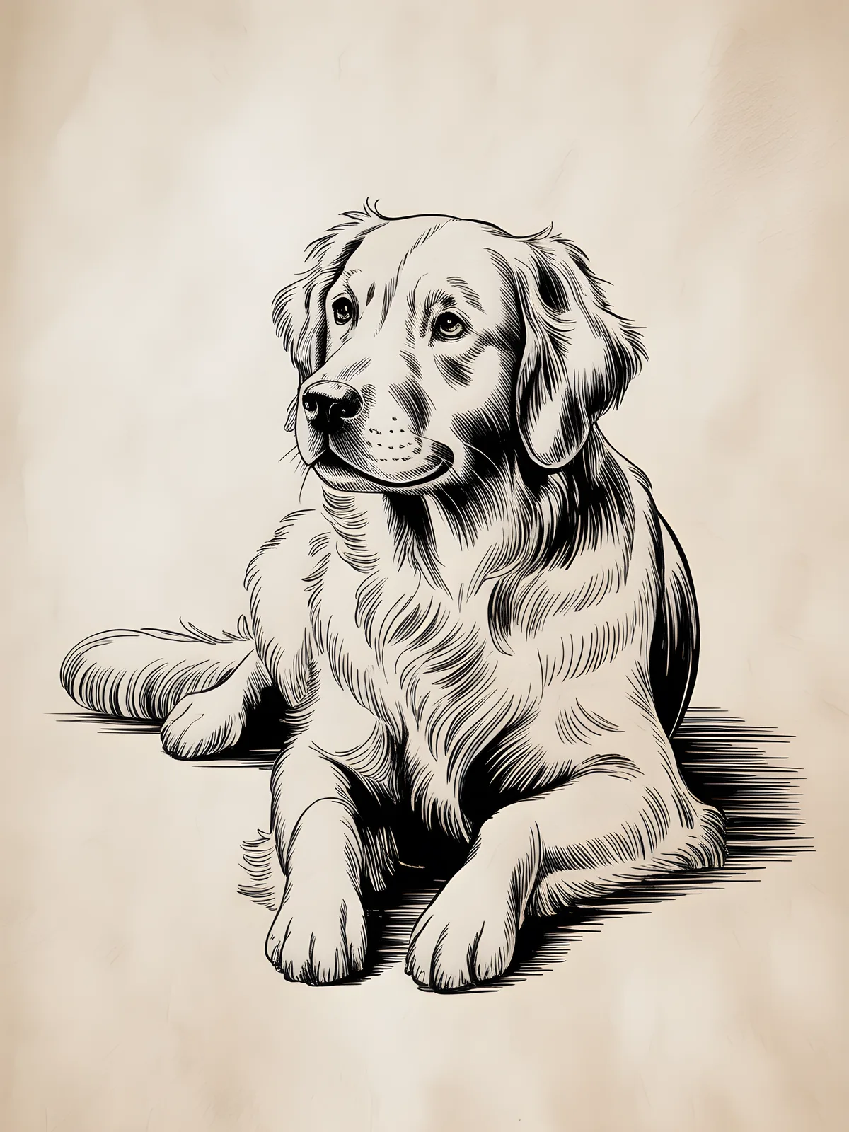 Loyal Dog Portrait Line Art Wall Art