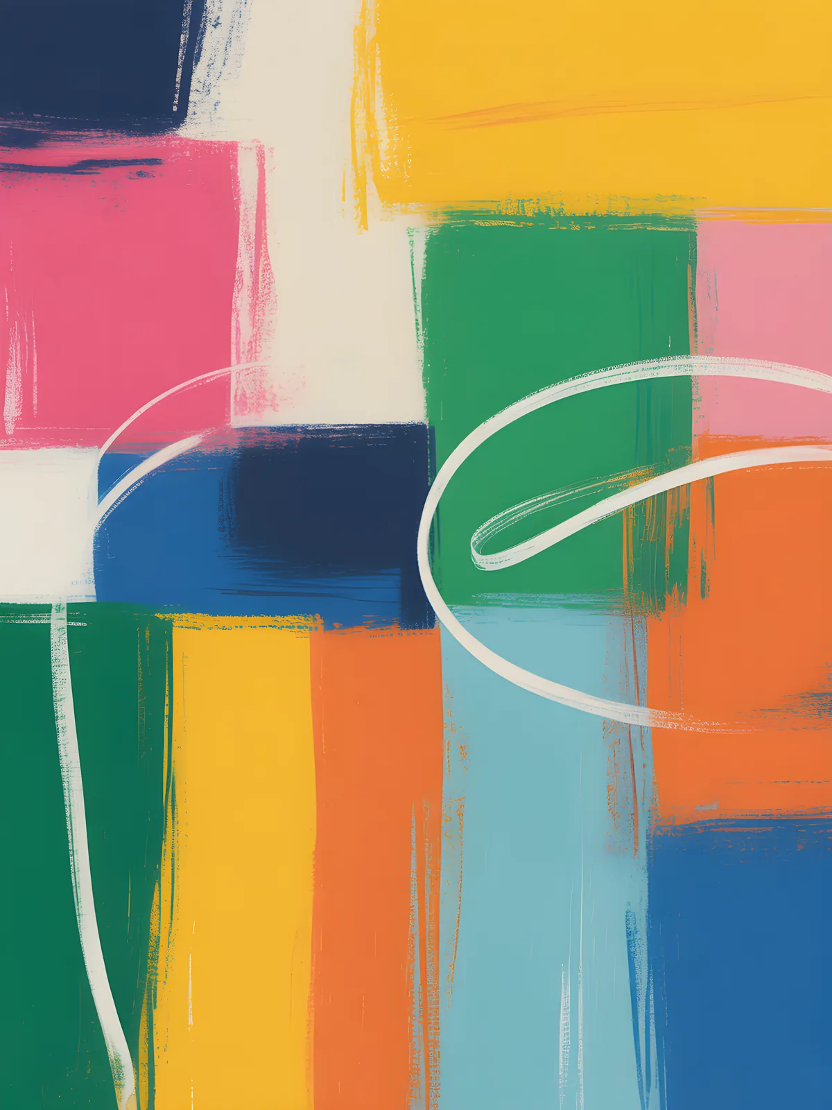 Colorful Abstract Geometric Blocks Modern Wall Art